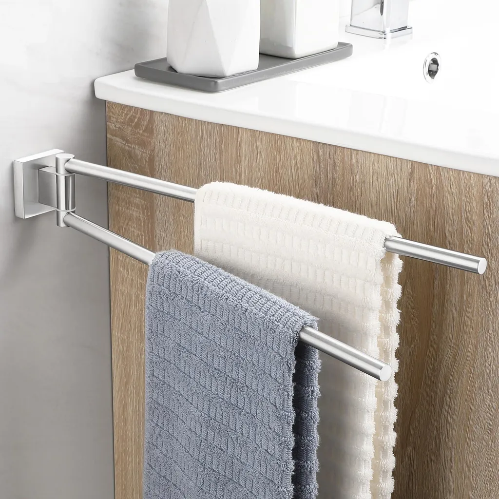 Porte-serviettes anti-rouille pivotant inox 304 pour un séchage rapide