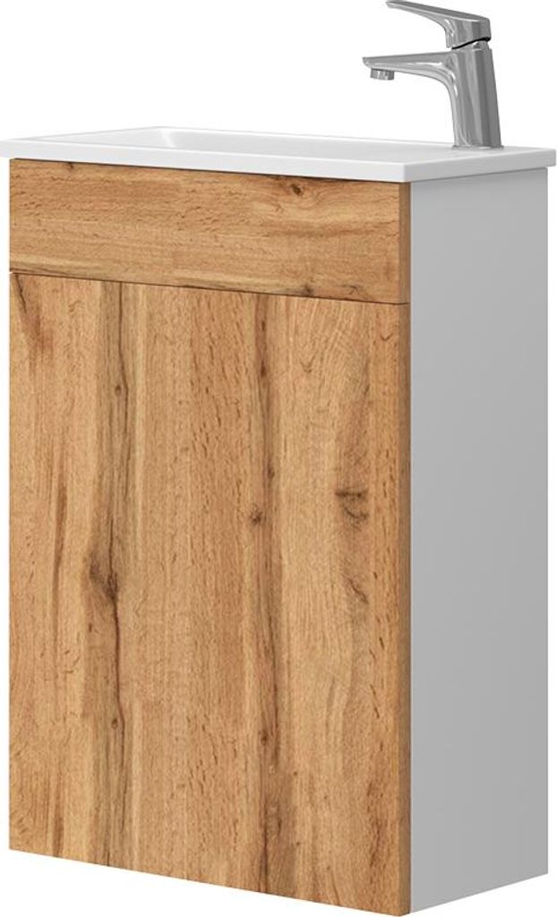 Waschbeckenunterschrank Vicco Amadeo Goldkraft Eiche 2 Teile, mit Waschbecken, Model 43362