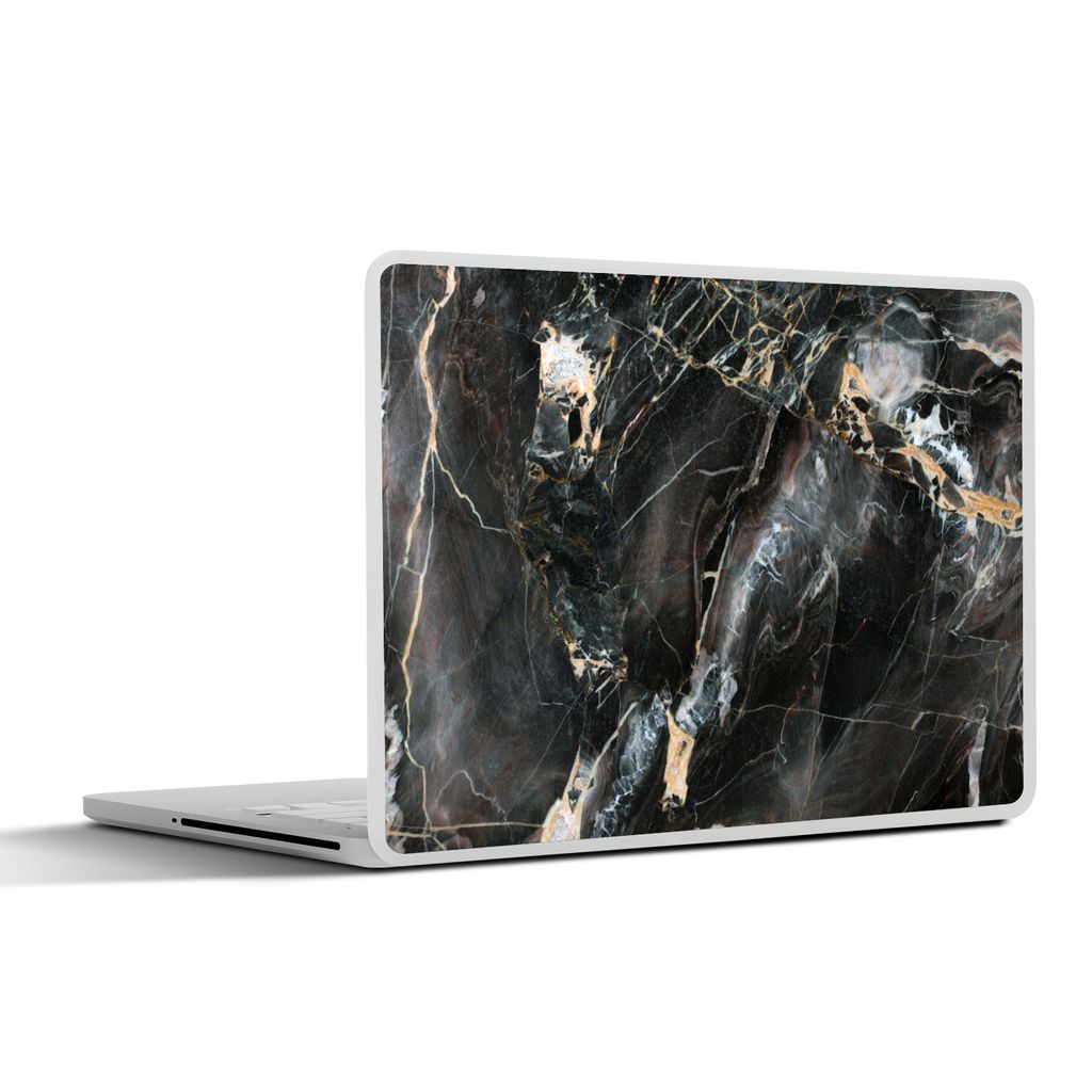MuchoWow Laptop Aufkleber Sticker Cover Marmor - Schwarz - Gold - Muster 31x22.5 cm - Laptop-Deko