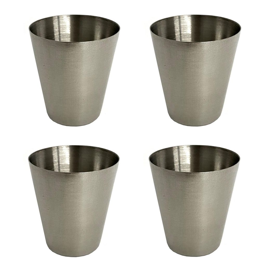 4er Set Edelstahl Schnapsgläser 4cl Pinnchen Shotgläser Shot Glas Stamper Schnaps-Becher Partygläser