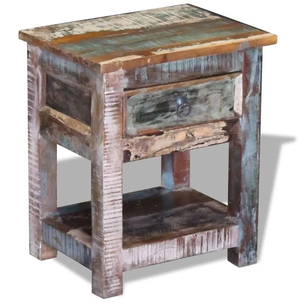 Table d'appoint robuste en vieux bois massif, finition artisanale 51 cm