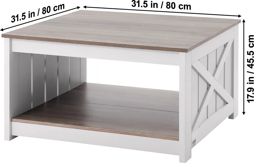 VEVOR Table Basse Carrée Style Ferme avec Rangement Ouvert Bois Rustique - 8