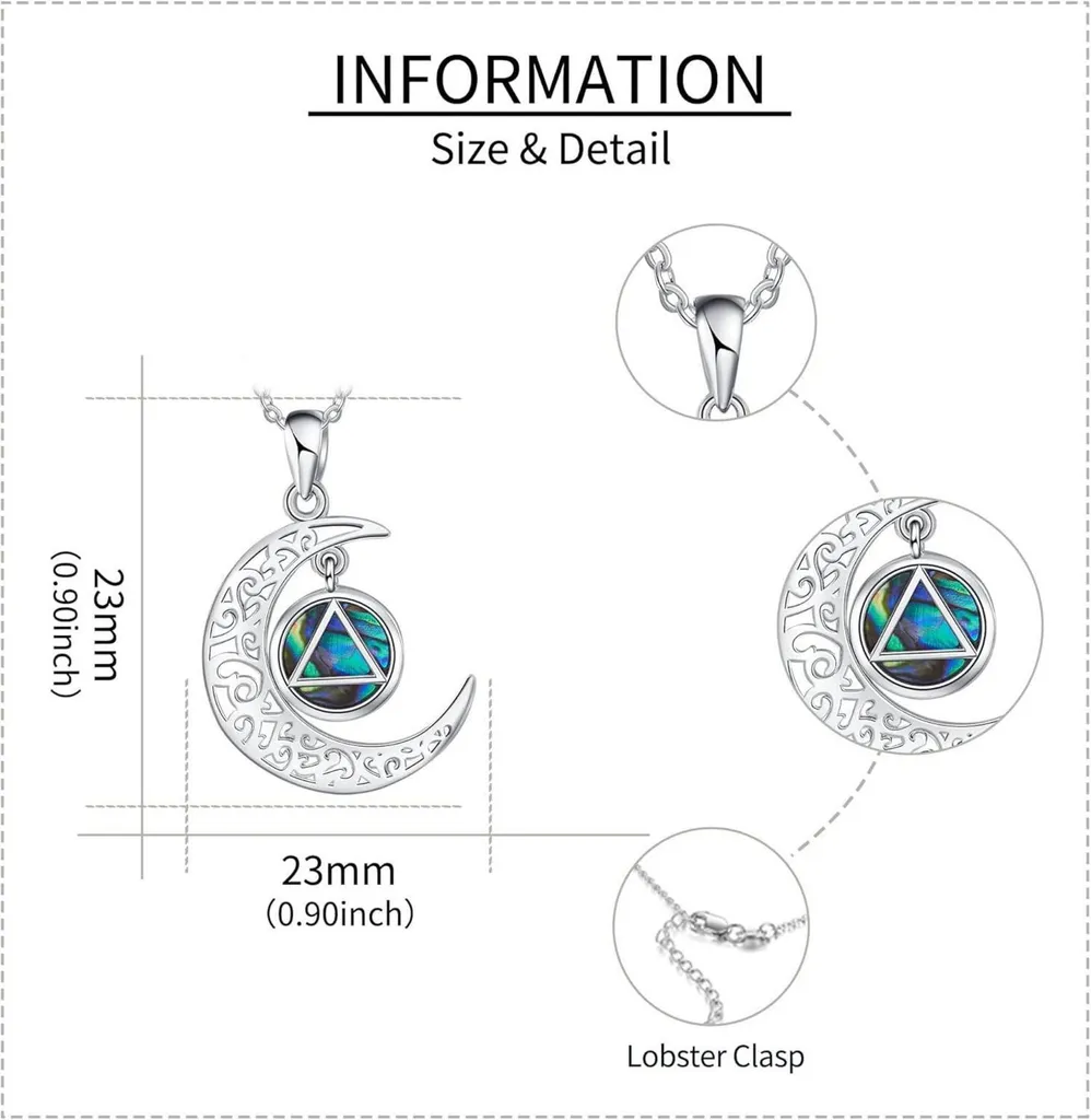 Pendentif Lune Récupération AA collier argent 925 bijou de sobriété - 5