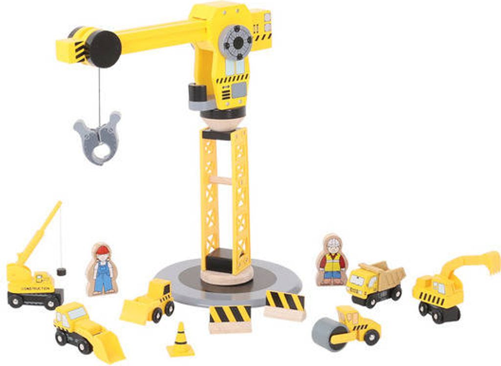 Bigjigs Rail Crane und Baumaschinen