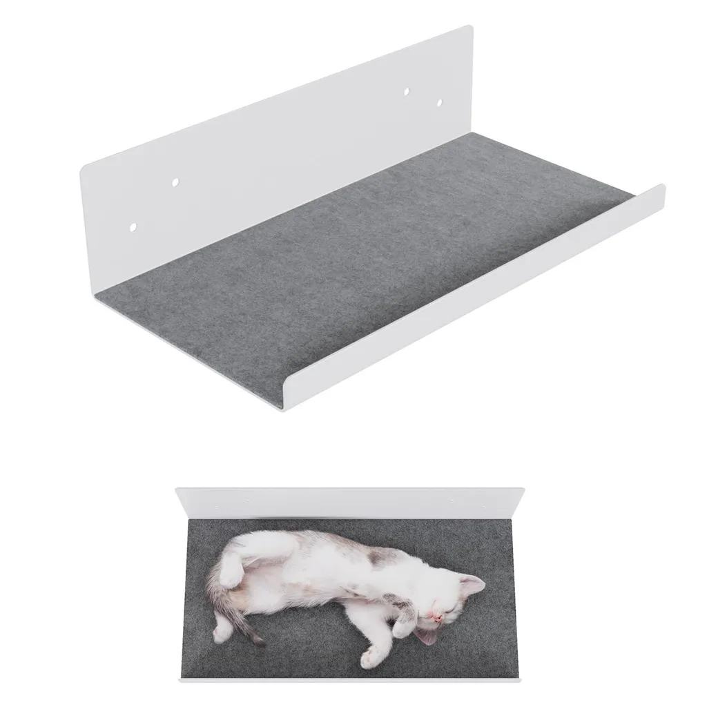 Mur d'escalade pour chat : étagère murale design blanc et feutre QLS