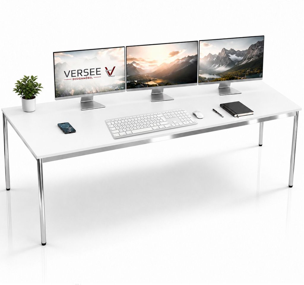 Schreibtisch / Konferenztisch VERSEE VST1 180x90 cm Weiß – höhenverstellbar, stabil