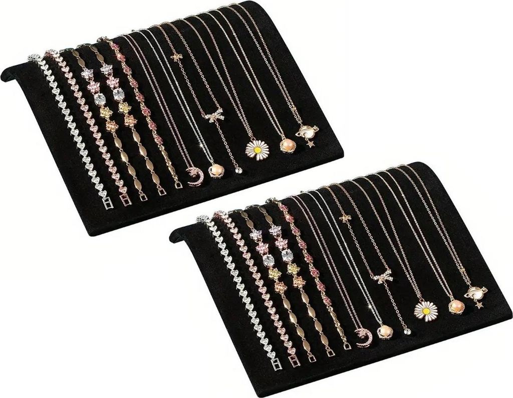 2er Set Schmuckdisplay, Halsketten Halter, Schmuckständer Samt, Armband Halter, Schmuckhalter, Kettenhalter für Juweliere Ladengeschäfte, Ausste...