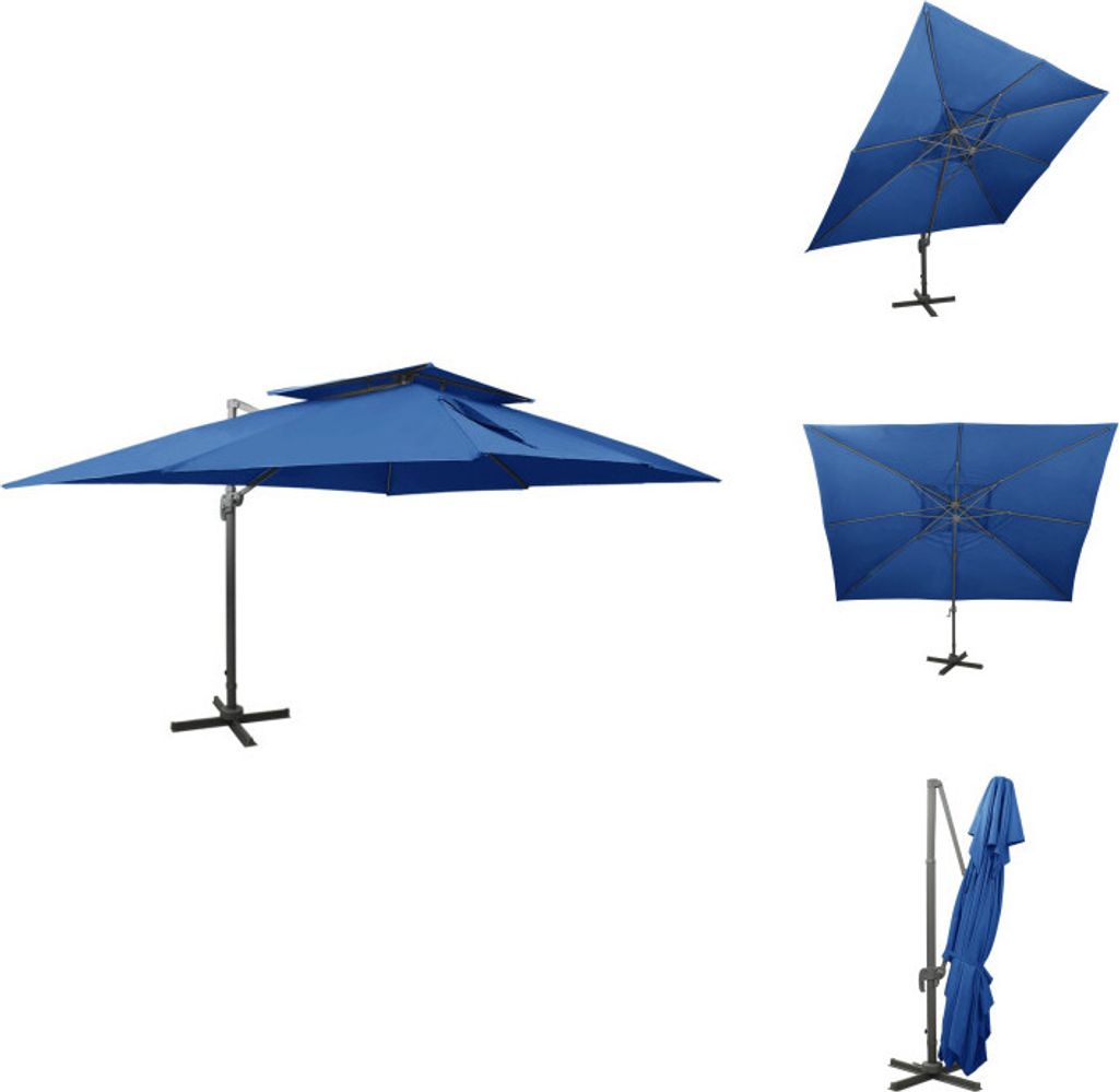vidaXL Ampelschirm mit Lüftung Azurblau 400x300 cm - Sonnenschirme & Sonnenschutze