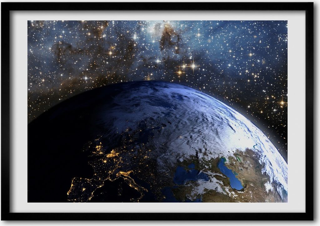 Bild - Bilderrahmen - 100 cm x 70 cm - MDF - Rahmen - Foto - Wandkunst Planet Erde