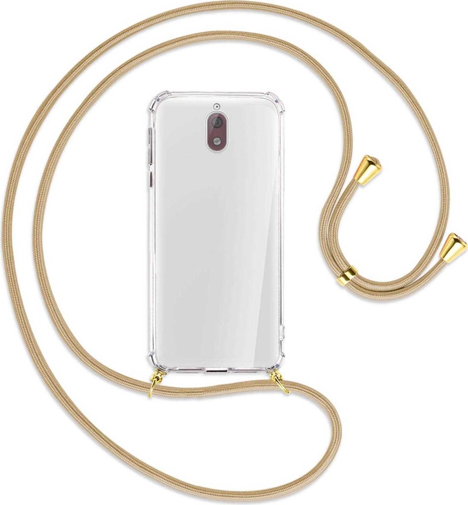 Handykette Backcover-Schutzhülle mit Band (Metall goldfarben) für Nokia 3.1 - caramel