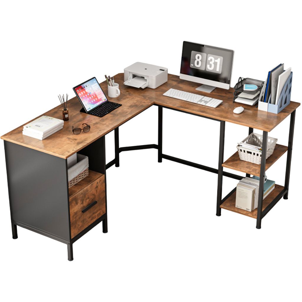 Biurko Komputerowe Narożne Rustykalne Loft Vintage Zdjęcie produktu 