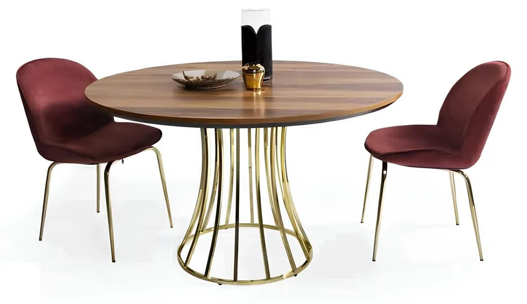 Meuble de Salle à Manger : Fauteuil Rouge Métal Or pour Salon et Repas