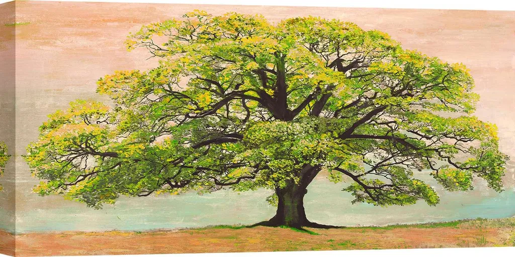 Décoration Murale Salon Arbre - Peinture Chêne Vert Jan Eelder 70x35 cm