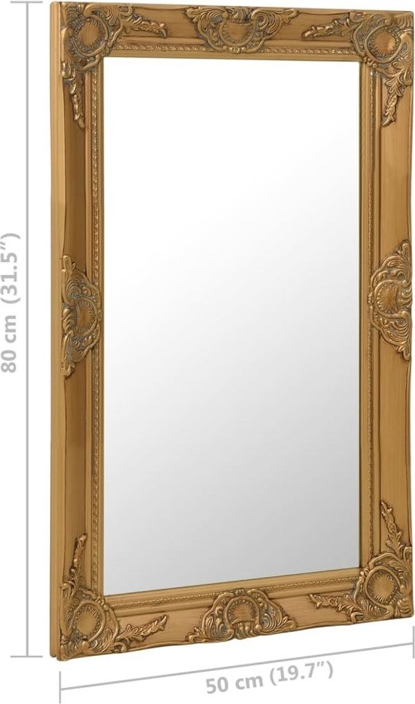 vidaXL Wandspiegel im Barock Stil 50 x 80 cm Golden - Produktbild 6