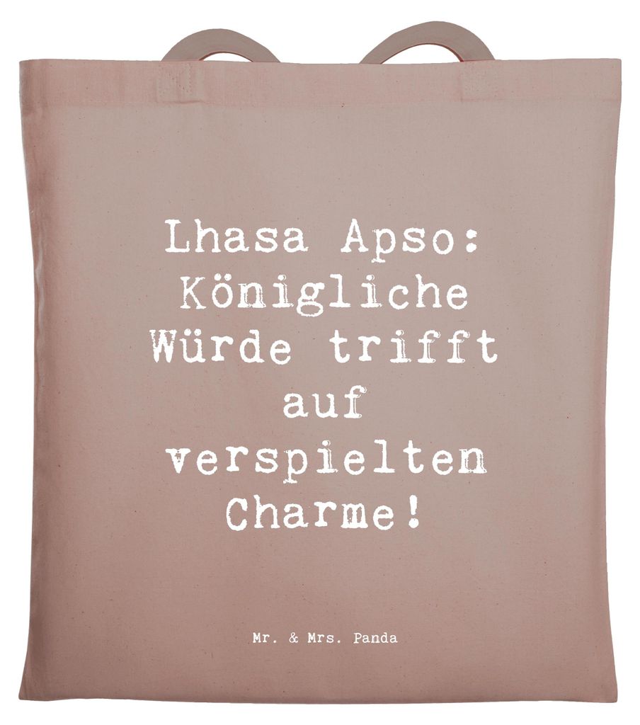 Mr. & Mrs. Panda Jutebeutel Spruch Lhasa Apso Charme - Braun Pastell - Geschenk, Hunderasse, Familienhund, treuer Begleiter, Hundeliebhaber, Tote B...