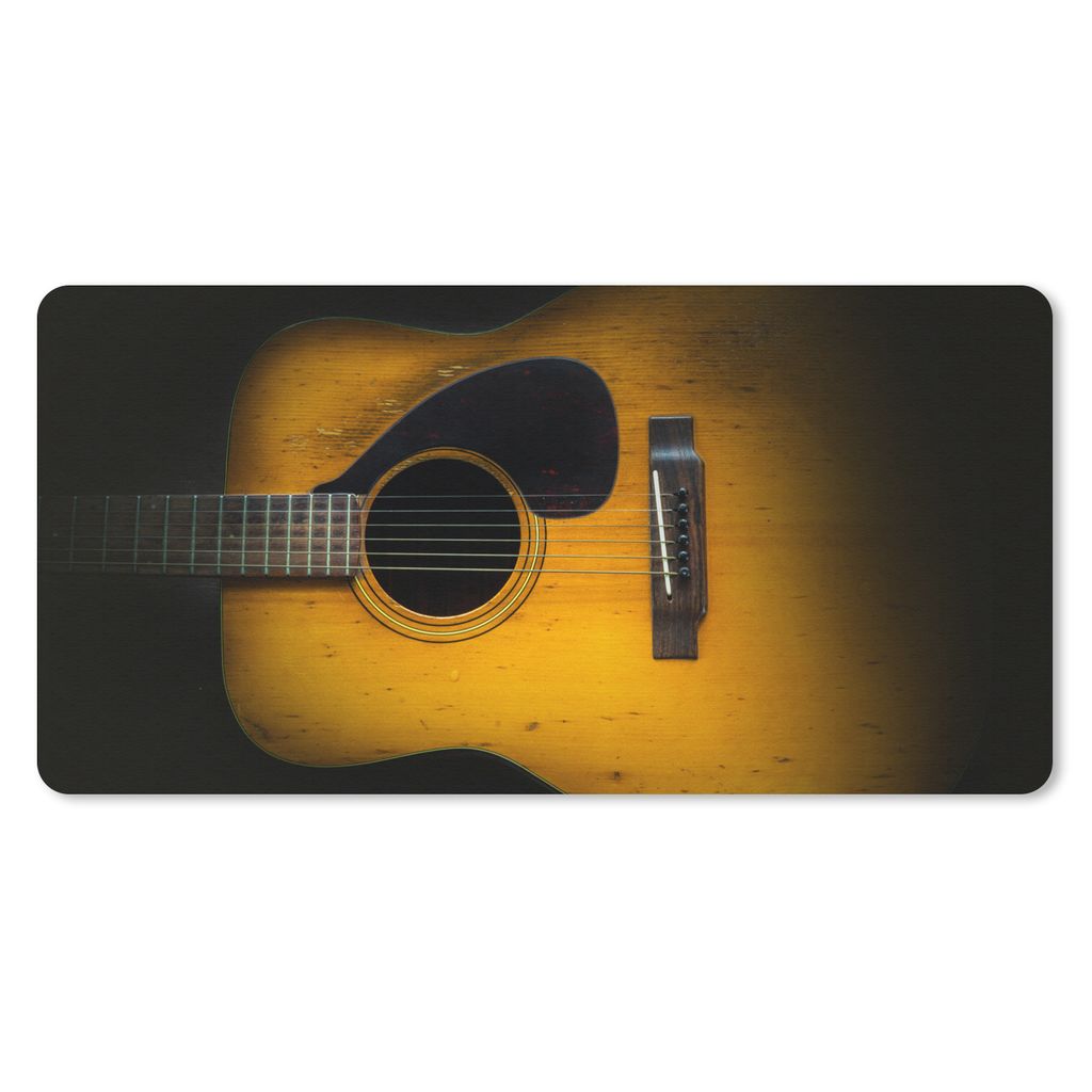 MuchoWow Schreibtischunterlage Alte akustische Gitarre auf dunklem Hintergrund 80x40 cm - XXL Mauspad - Gaming Mauspad