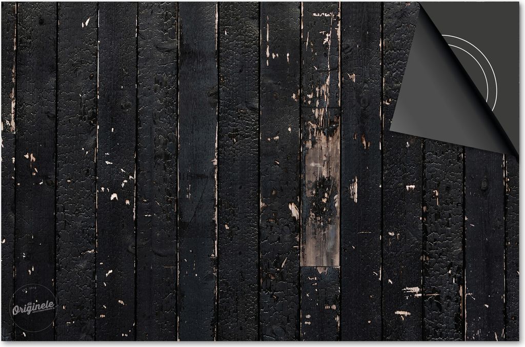 Induktionsschutz 65x52 - abdeckplatte Induktion matt- Dietrix Kochfeldschutz- Base - Holz und Baum - Schwarz Holz Lamellen Abgeblättert