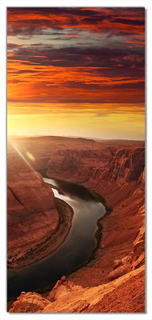 Wallario selbstklebende Türtapete 93 x 205 cm - Grand Canyon bei Sonnenuntergang - Abwischbar, rückstandsfrei zu entfernen