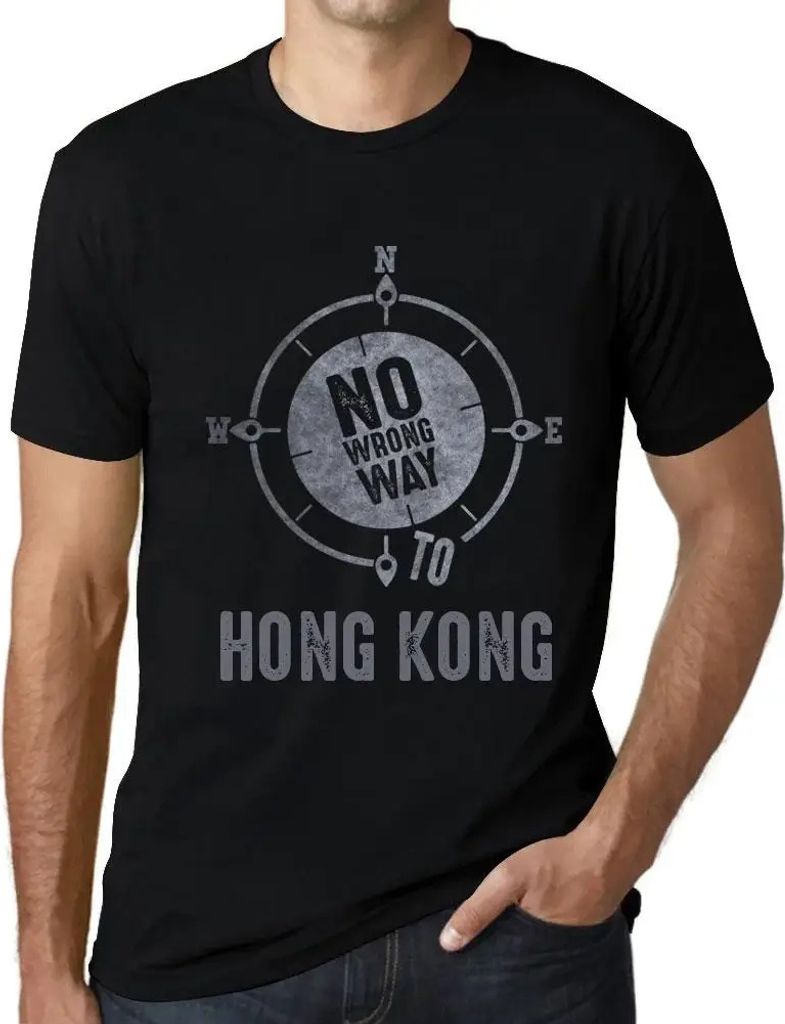 Herren Grafik T-Shirt Kein falscher Weg nach Hongkong – No Wrong Way To Hong Kong – Öko-Verantwortlich Vintage Jahrgang Kurzarm Lustige Druck