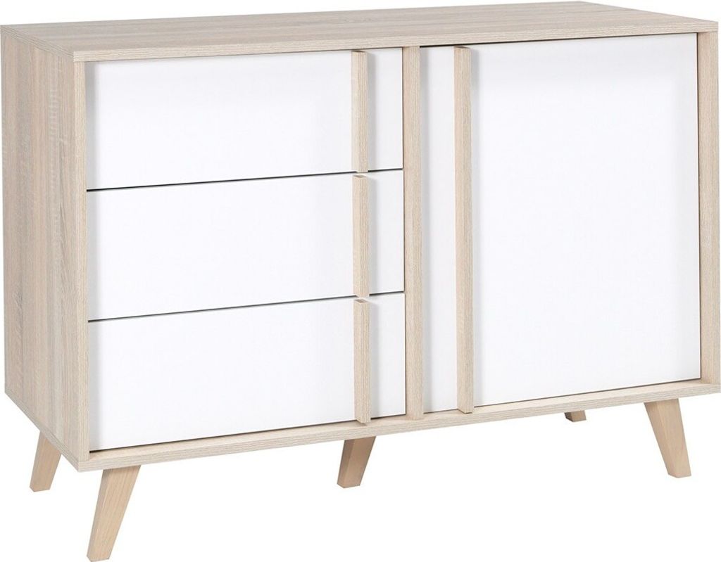 Meublorama DS-MK-MALMO-BLANC-27*2C/36KG, Weiß, 3 Schublade(n), Einfarbig, MDF-Platten, 1 Tür(en), 500 mm