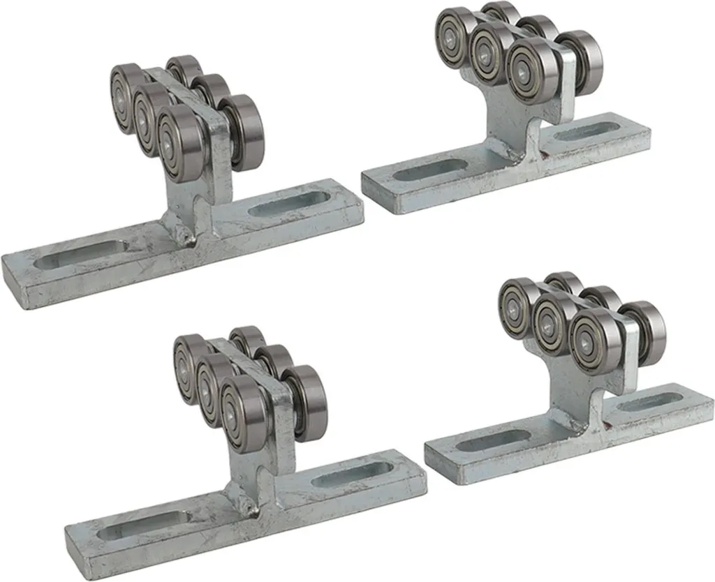 Kit de 4 chariots à galets pour rail, roulettes en T à 6 roues en acier