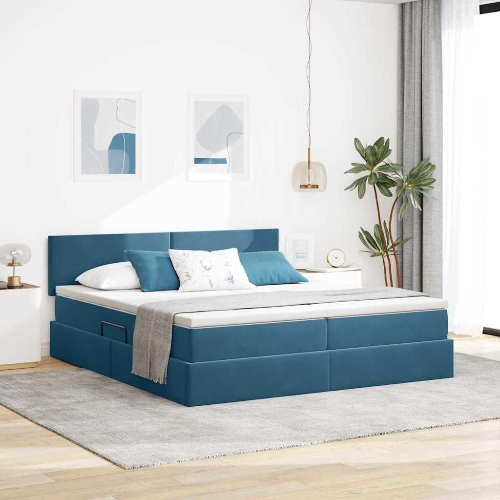 Maison Exclusive - Aufbewahrungsbett mit Matratze Dunkelblau 100 x 200 cm