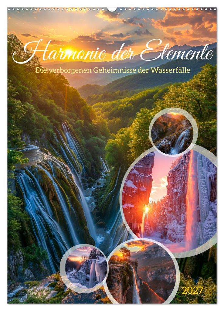 Die Harmonie der Elemente - Die verborgenen Geheimnisse der Wasserfälle (Wandkalender 2027 DIN A2 hoch), CALVENDO Monatskalender