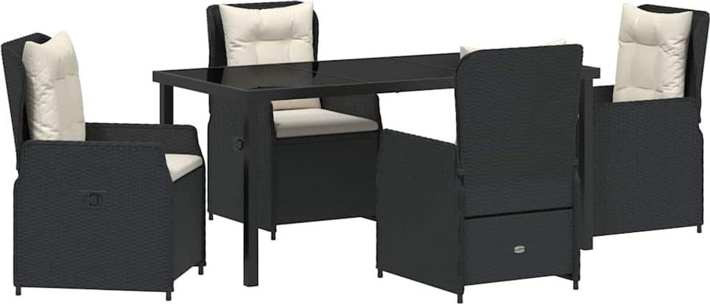 vidaXL Garten Essgruppe 5 pcs Schwarz Poly-Rattan