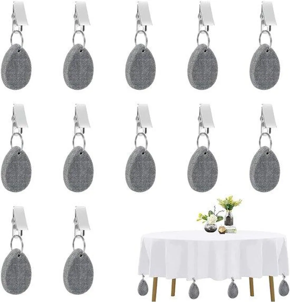 Poids de nappe anti-vent en pierre naturelle, lot de 12 pinces de table