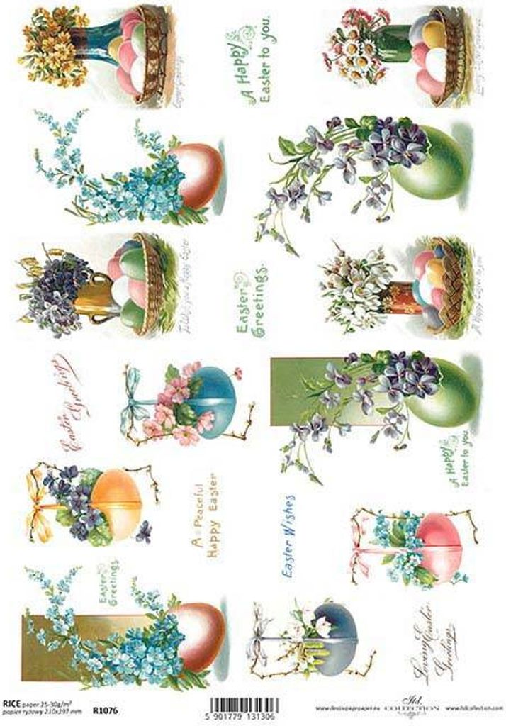 ITD Reispapier Decoupage Bastelpapier Softpapier Serviettentechnik, Ostereier R1076