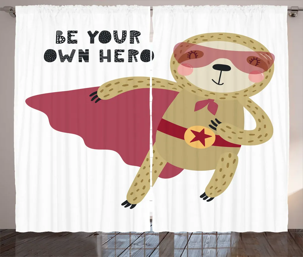 Rideau Rustique Sloth Motivant, Textile Haute Qualité 280x225 cm Multicolore