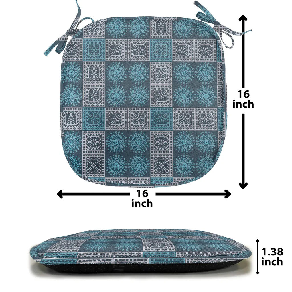 Coussin Décoratif 40 cm Imperméable avec Sangles pour Chaise Bleu Pétrole