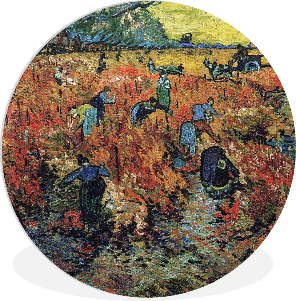 MuchoWow Rundes Wandbild - Runde Bilder Der rote Weinberg - Vincent van Gogh Ø 60 cm Kreis Wanddekoration Kunststoff - Wandkreis - Wandschmuck -...