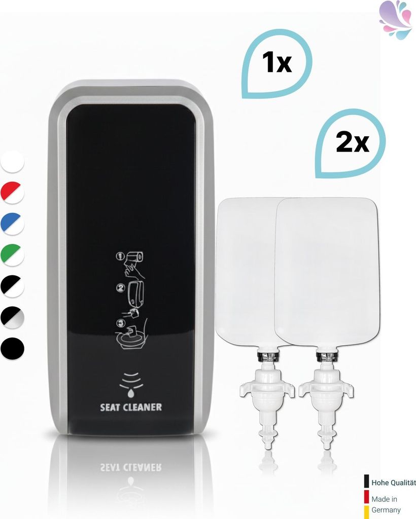SET: SENSOR Spender für Toilettensitzreinigung Blanc Cosmos versch. Farben+2x 1-Liter Toilettensitzreinigungsschaum - PRODUKTSET : Farbe - Silber ...