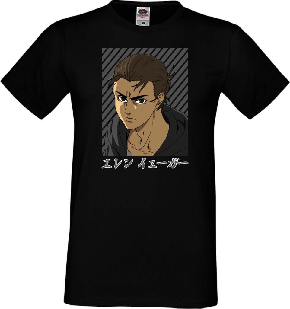 Herren T-Shirt Japan Manga Animation Comics Attack Anime On Titan Eren Yeager 07 Var-016 Main Titan, Man 4XL / Schwarz