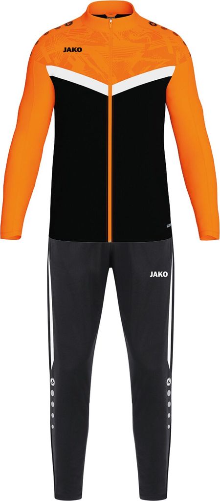 JAKO Kinder Polyesteranzug Iconic, Farbe:schwarz/neonorange, Größe:116