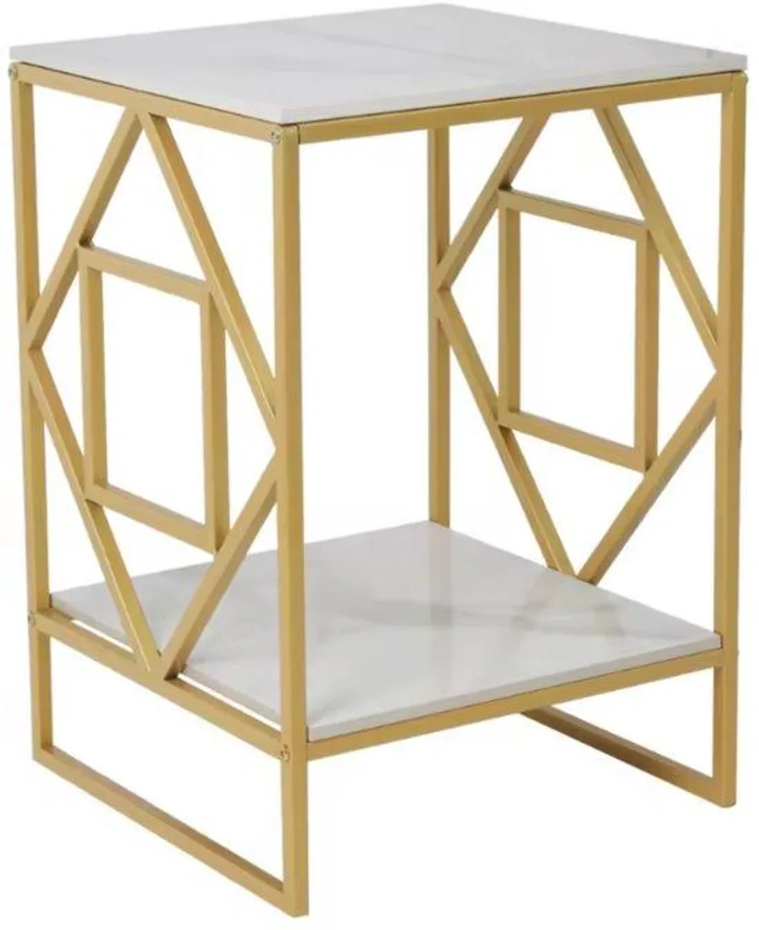 Table basse d'appoint blanche deux niveaux pour salon et chambre - 45cm