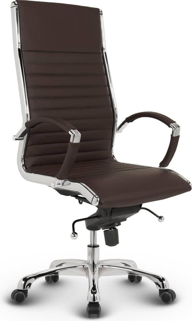 VERSEE Montreal Leder Chefsessel Braun – ergonomischer Bürostuhl, bequemer Arbeitsstuhl für langes Sitzen, robuster Drehstuhl, bis 150 kg belas...