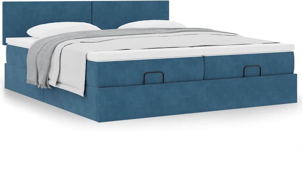 Maison Exclusive - Ottoman-Bett mit Matratzen Dunkelblau 160x200 cm Samt