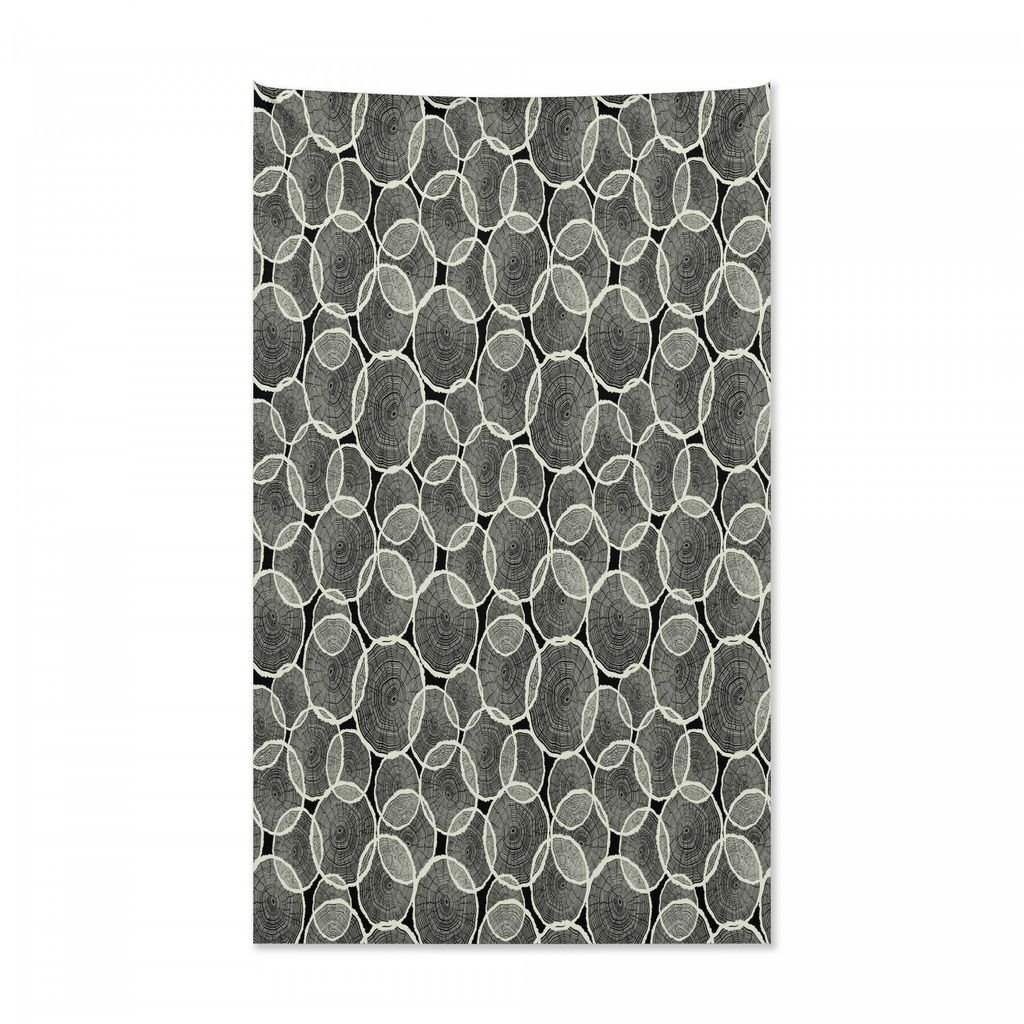 Abakuhaus Baum Wandteppich und Tagesdecke, Monochrome Stammkreise aus Weiches Mikrofaser Stoff Kein Verblassen Klare Farben Waschbar, 140 x 230 cm,...