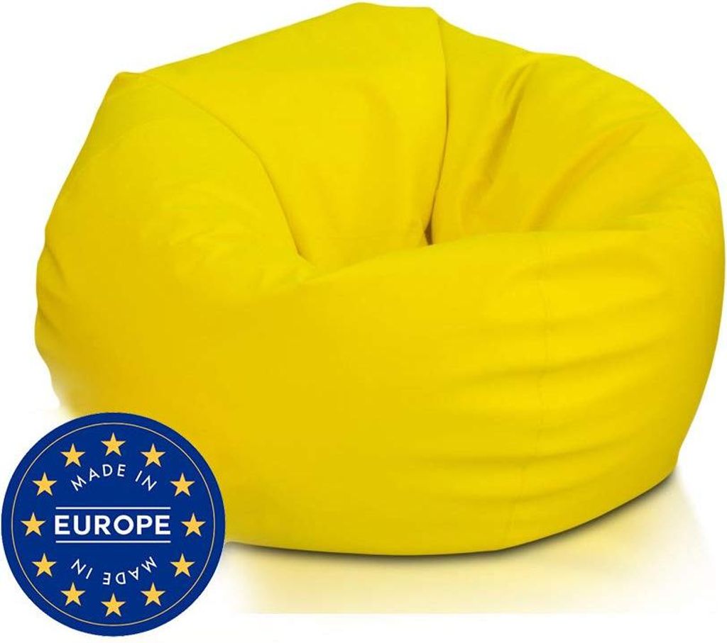 Ecopuf Sakwa, Sitzkissen Sessel Bean Bag, Sitzsack Kunstleder, Zitronengelb E18, L