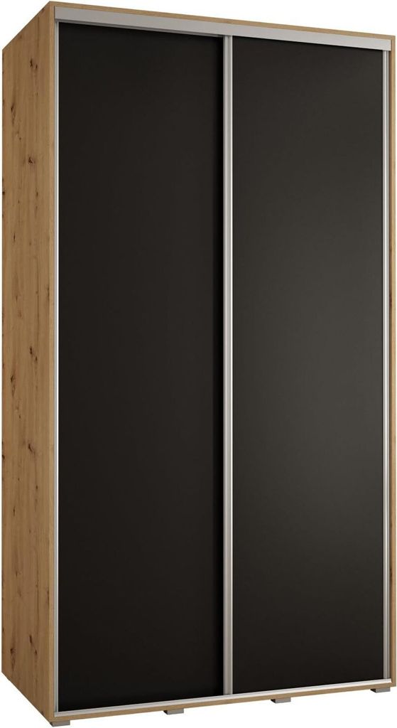 MEBLE KRYSPOL Davos 1 Schrank, zwei Türen - 235,2x130x60 cm - Artisan Schwarz Silber