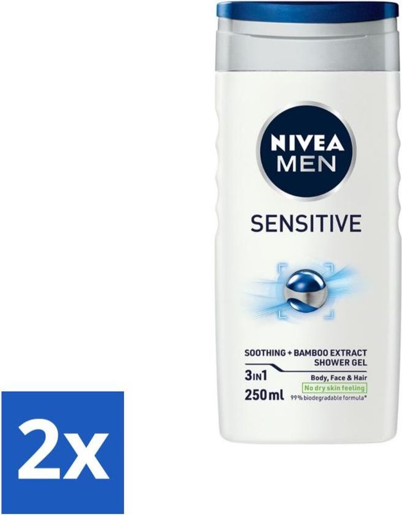 Nivea Men Sensitive Duschgel - Feuchtigkeitsspendend - 250 ml - Vorteilspack - 2 Stücke