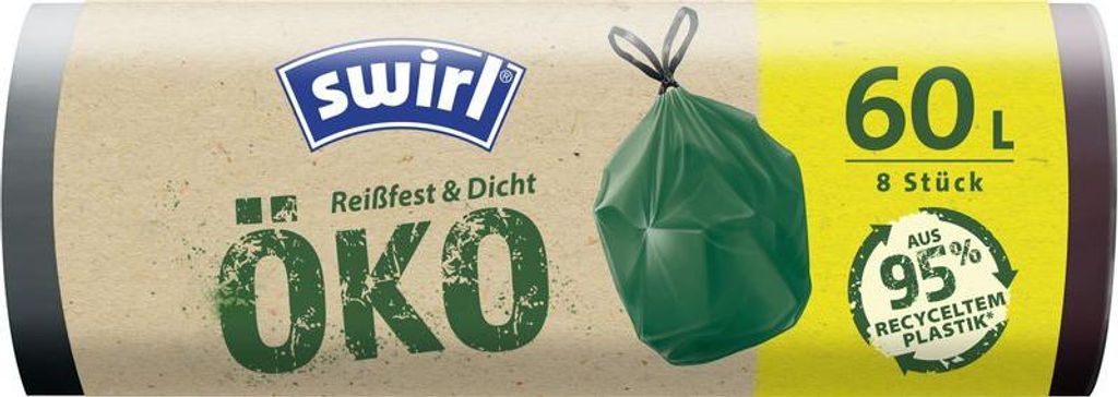 swirl Öko-Mülleimerbeutel mit Zugband grün 60 Liter 8 Produktbild 