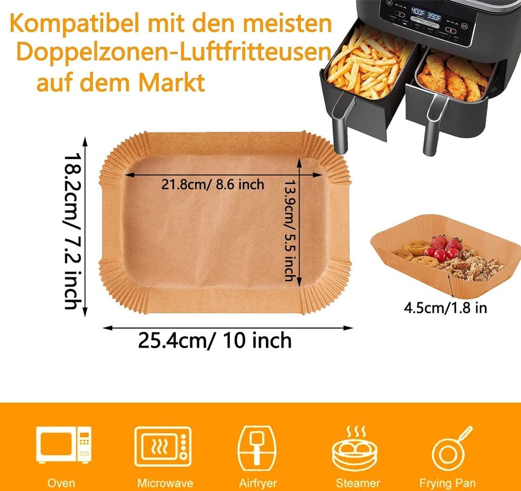 Backpapier für Heißluftfritteuse, 100 Stück – Airfryer Produktbild 2