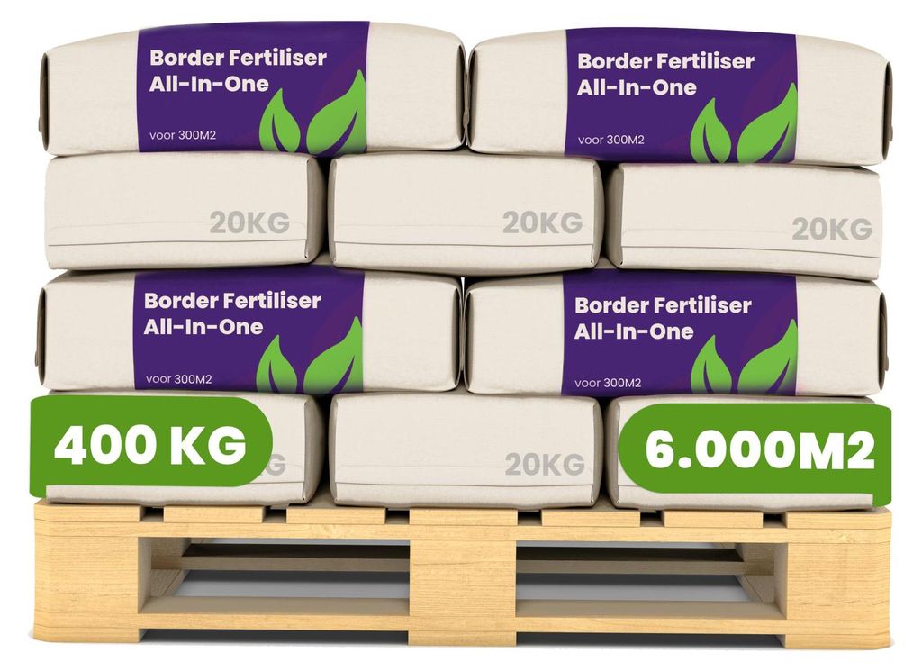 Border-Dünger All-in-One 400 KG (20 × 20 KG Säcke) - 6.000 m² - NPK 6-3-12 + 3MgO + Chitin - Hochleistungs-Rasendünger für Kommunen, Sportpl...