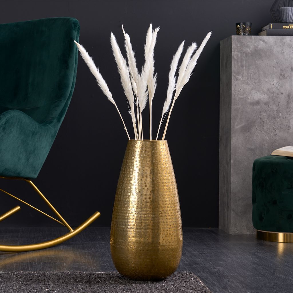Elegante Vase ORIENT 49cm gold im Grid Hammerschlag Design Produktbild 