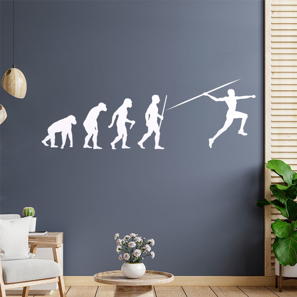 Speerwurf Evolution Wandtattoo Wandaufkleber Wall Sticker - Dekoration, Küche, Wohnzimmer, Schlafzimmer, Badezimmer