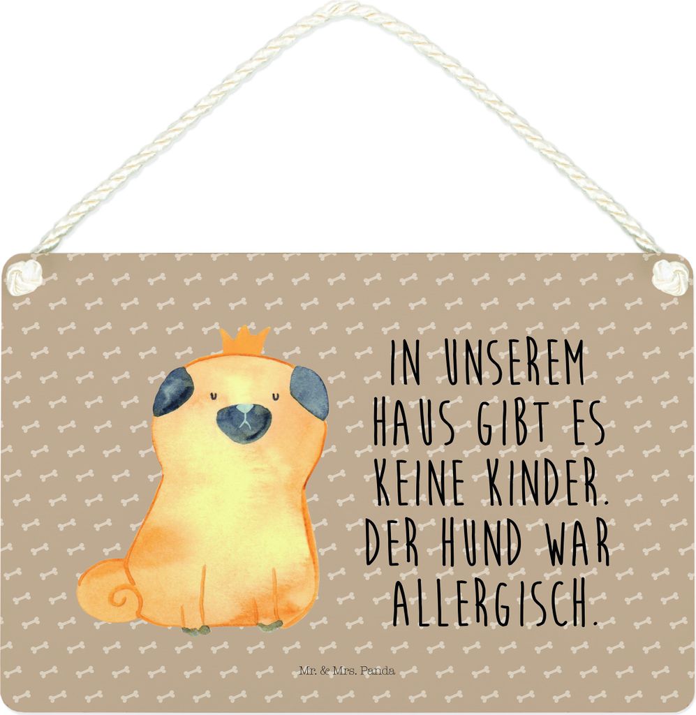 Mr. & Mrs. Panda holzbild Mops Krone DIN A4 - Hundeglück - Geschenk, Hund, Holzschild, Haha, Königlich, Lustig, Wandbild Holz, Hausregel, Schild,...