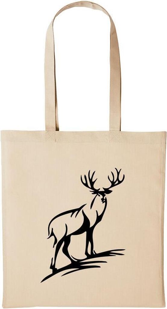 Huuraa Baumwollbeutel Hirsch Geschenk Einkaufstasche Natural 10 Liter Baumwolle Hirsch Accessoire